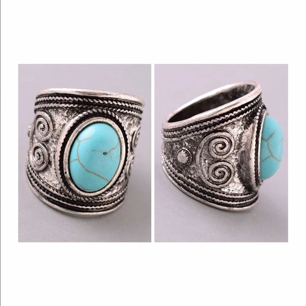 Silver and Turquoise Statement Ring